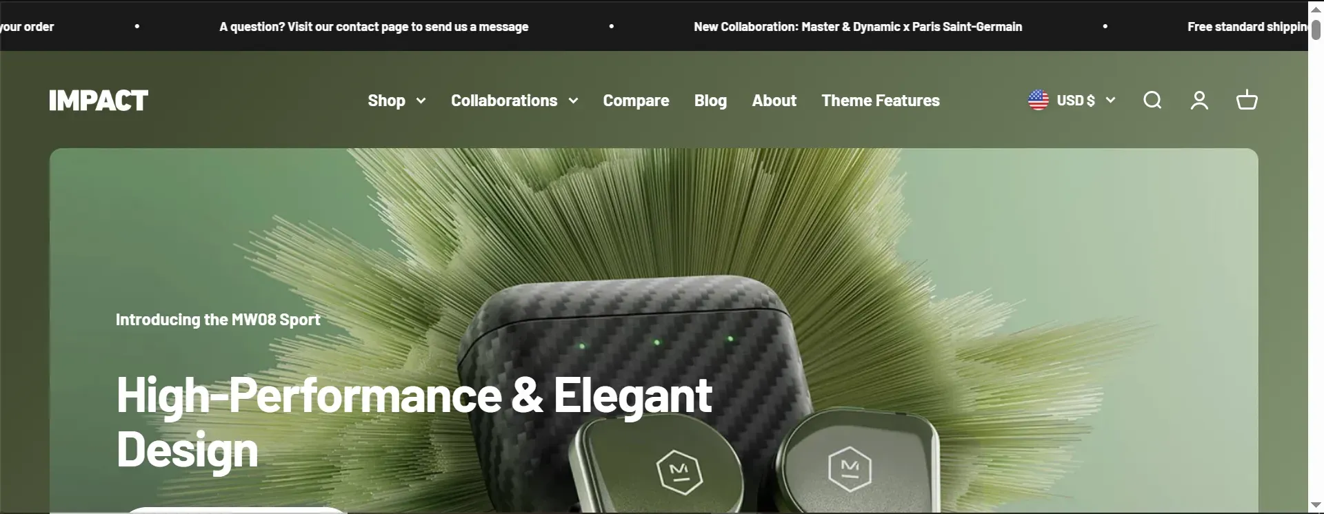 Impact Shopify theme example