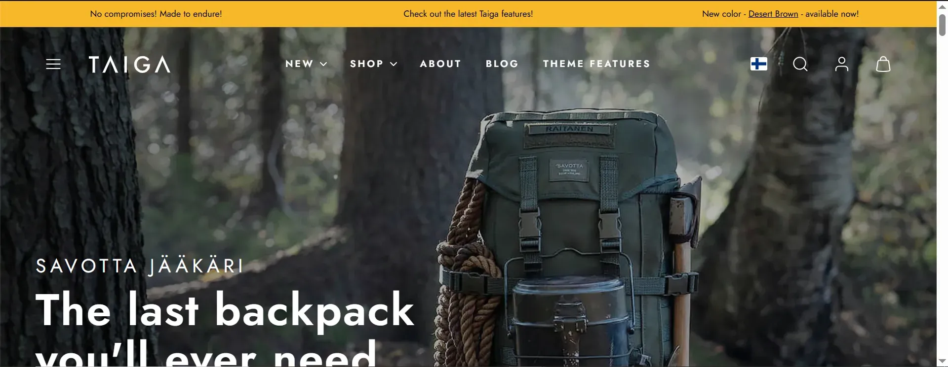 Taiga Shopify theme example